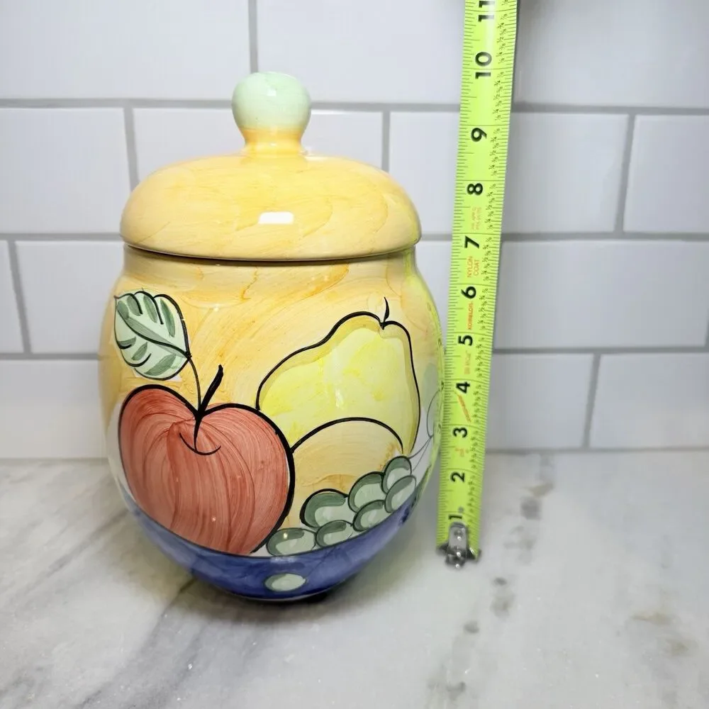 Bella Ceramica Alfresco Fruit #1 Canister 10” Hand Painted Jar Crock